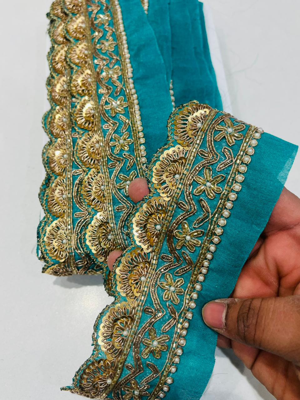 K.R KASAT - Teal Zari Border